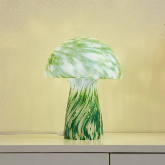 Lindby Tischleuchte Hubi Grün - Glas - Pilzform - Ø 22 cm