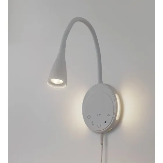 Lindby Zayna LED-Leseleuchte, CCT, weiß, dimmbar mit USB & Timer
