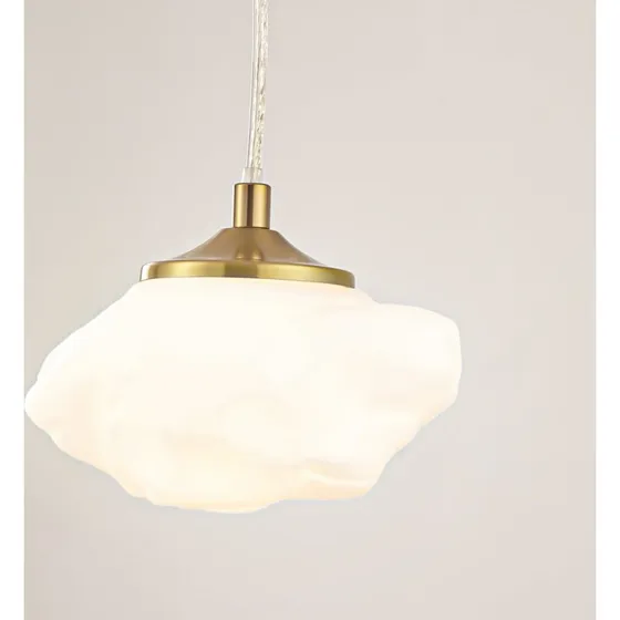 Lindby Pendelleuchte Piatra - Opalglas & Messing - 16 cm