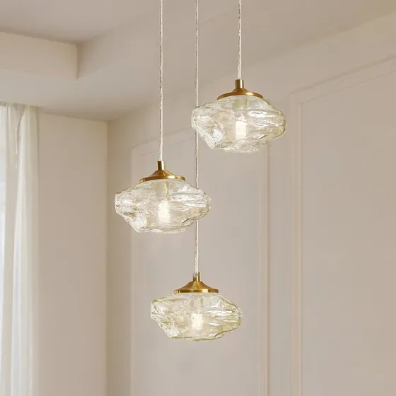 Lindby Piatra Cluster Pendelleuchte Cognac/Messing, 3-flammig