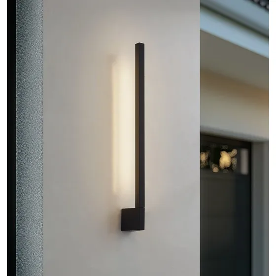Lindby Neano LED-Wandleuchte, 60cm, Schwarz, IP54