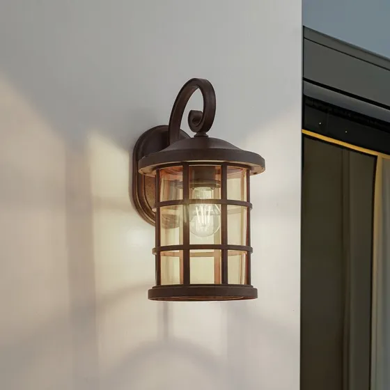 Lindby Außenwandlampe Ankea, 37 cm, rost/amber, E27, IP23