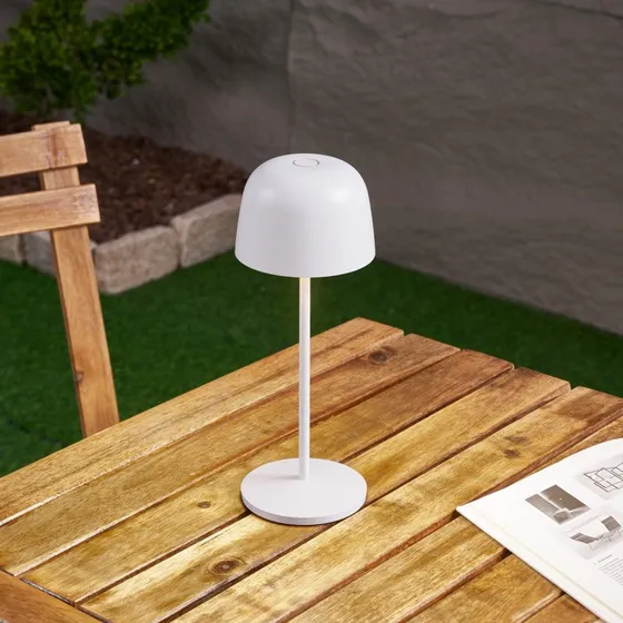 Lindby Arietty LED-Akku-Tischleuchte, weiß, dimmbar, IP65