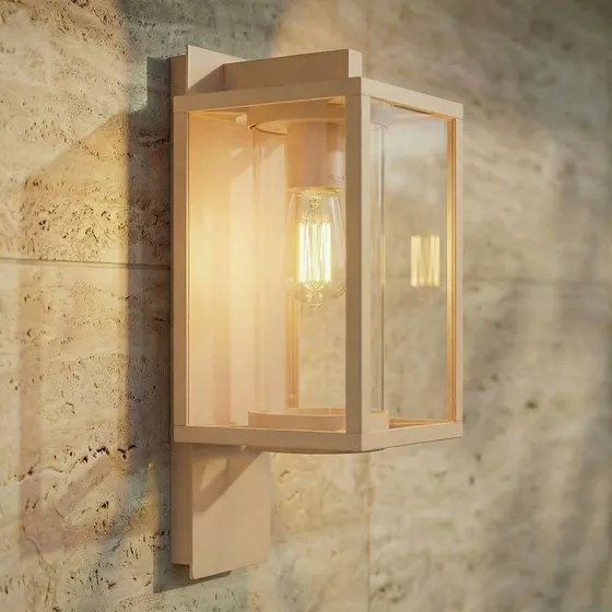 Lucande Ferda Außenwandleuchte, Beige, Aluminium, IP44