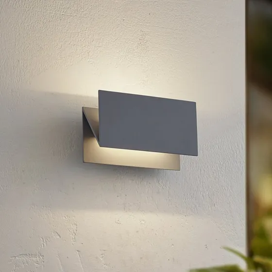 Lucande Meja LED-Außenwandleuchte, Grau, Aluminium, 27cm, IP54