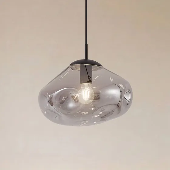 Lindby Hängeleuchte Lelia, Glas rauchgrau, Ø 35 cm