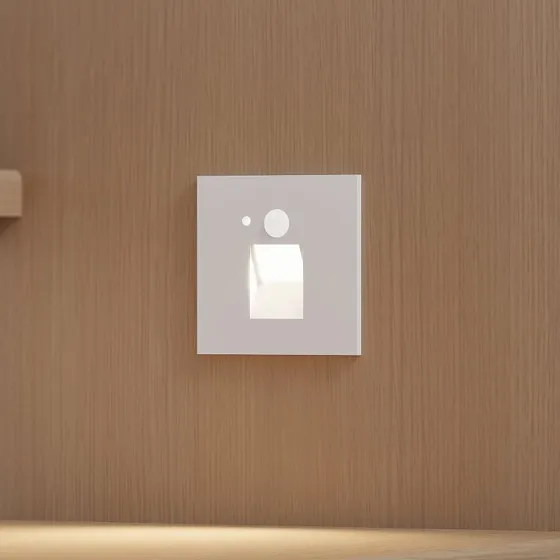 Arcchio Neru LED-Einbauwandlampe mit Sensor, weiß, eckig