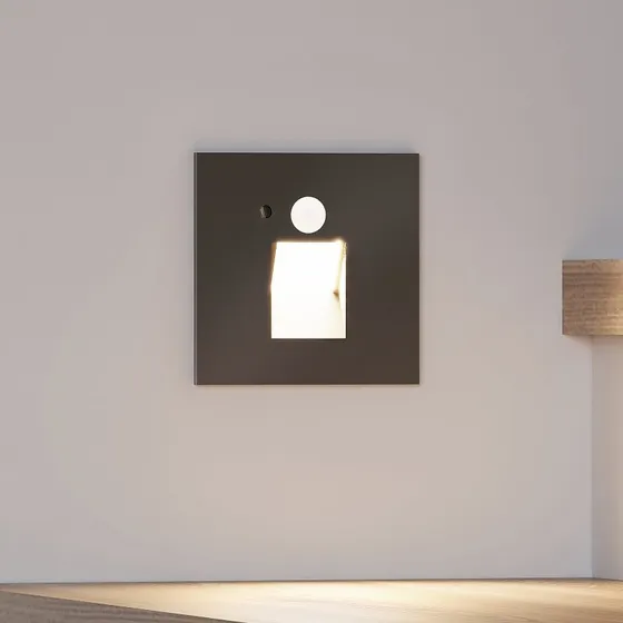 Arcchio Neru Square LED Einbauwandleuchte mit Sensor, Schwarz