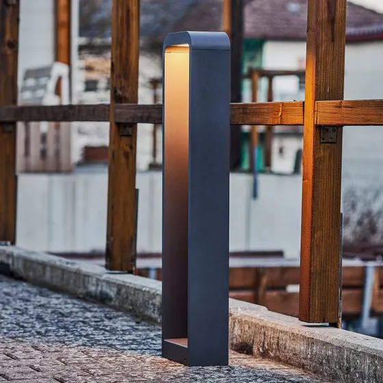 Lindby LED-Wegeleuchte Emima, 80 cm, Anthrazit, Aluminium