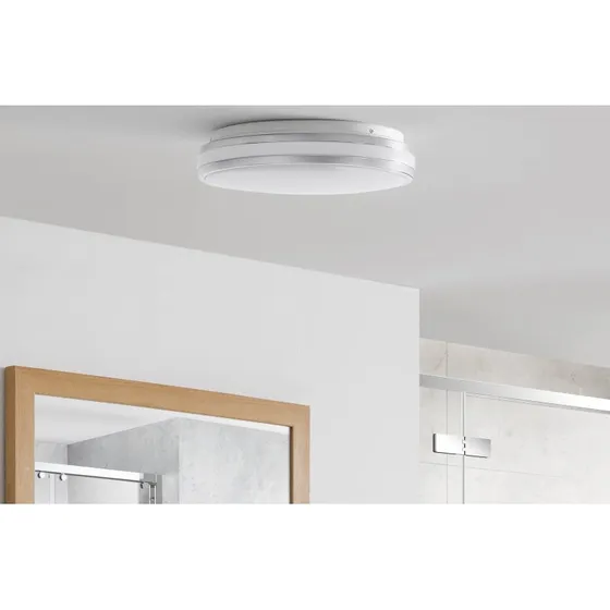 Arcchio Sinovu LED-Deckenleuchte Ø34 cm Chrom/Opal