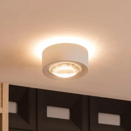 Arcchio Rotari LED-Deckenlampe, Weiß, 2-flg. starr mit Glaslinse