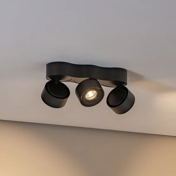 Arcchio LED-Deckenleuchte Rotari, 3-flammig, Schwarz
