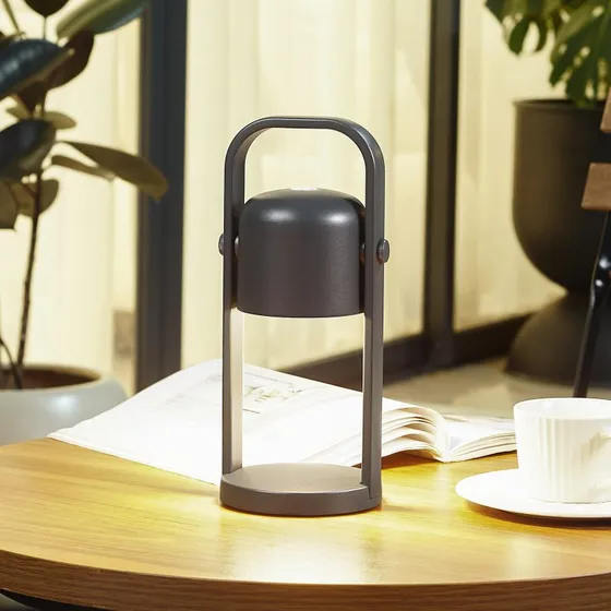 Lindby Kalevi LED-Akku-Tischleuchte Schwarz Aluminium CCT