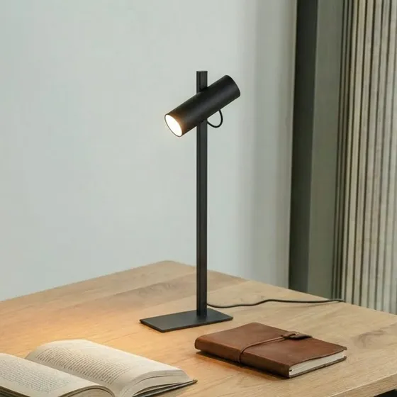 Lucande Tischleuchte Lysias Schwarz - Modernes Metall-Design