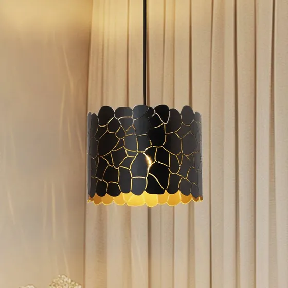 Lindby Aralena Pendelleuchte Schwarz/Gold, Metall, Ø 26 cm