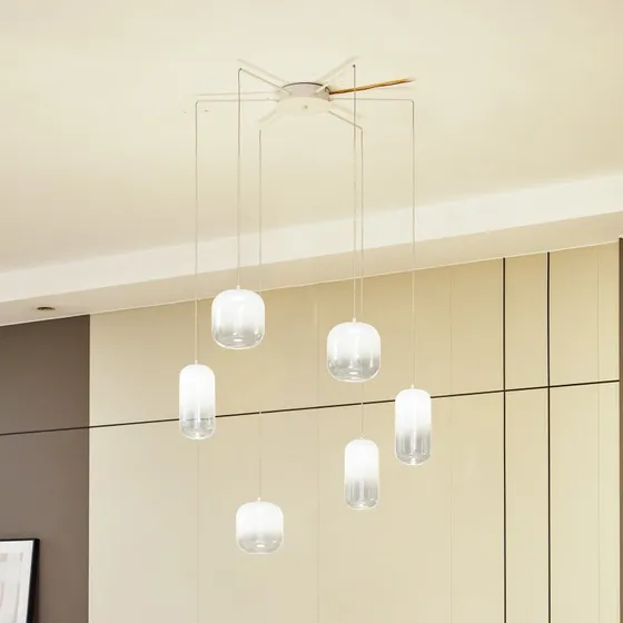 Lucande Avelina 6 LED Pendelleuchte Weiß, 77 cm Durchmesser