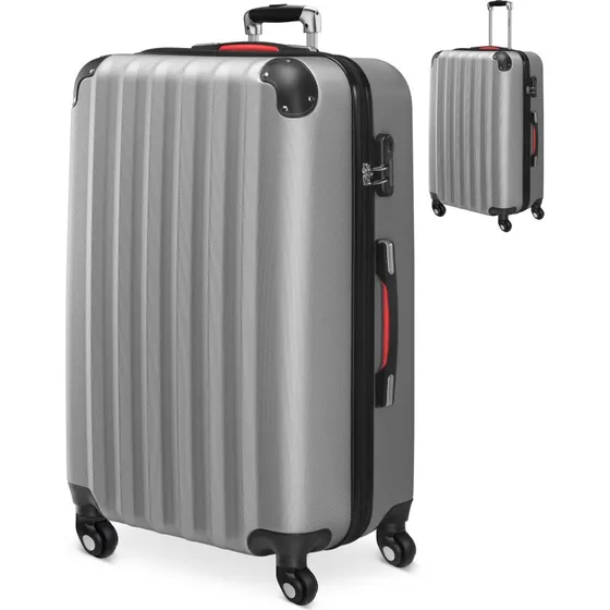TravelPro Hartschalenkoffer XL 90L silber ABS 360° Rollen