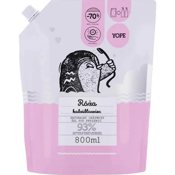 Yope Duschgel Rose & Weihrauch, Natürliches Duschgel, 800 ml
