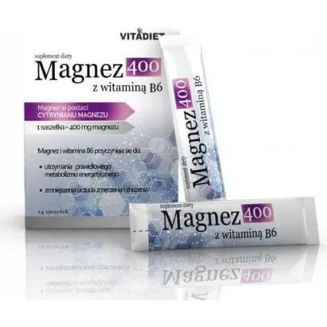 VITADIET Magnesium 400 mit Vitamin B6, 14 Portionsbeutel
