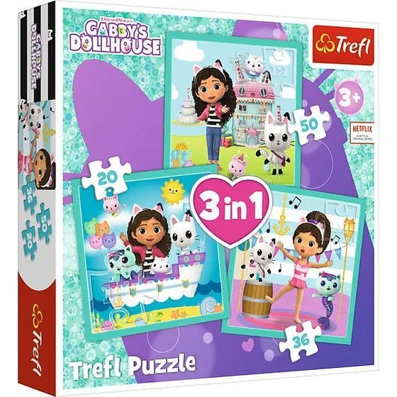 Trefl 3-in-1 Puzzle Gabby's Dollhouse - 3 Puzzles à 20 Teile