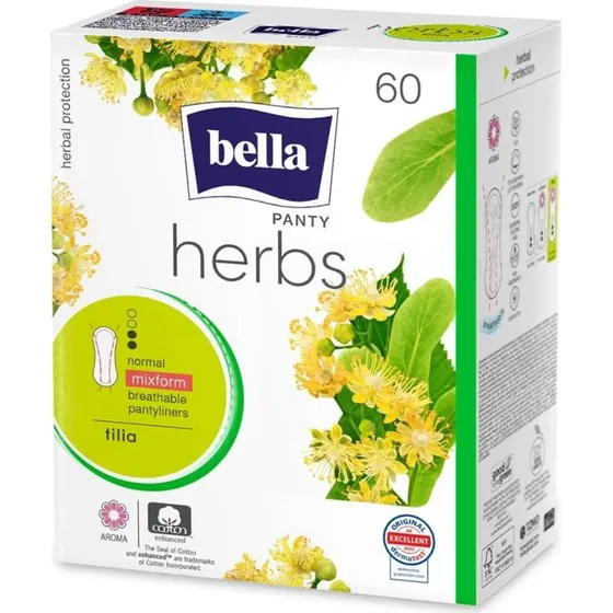 Bella Panty Herbs Tägliche Saugfähige Einlagen mit Lindenblütenextrakt, 60 Stk.