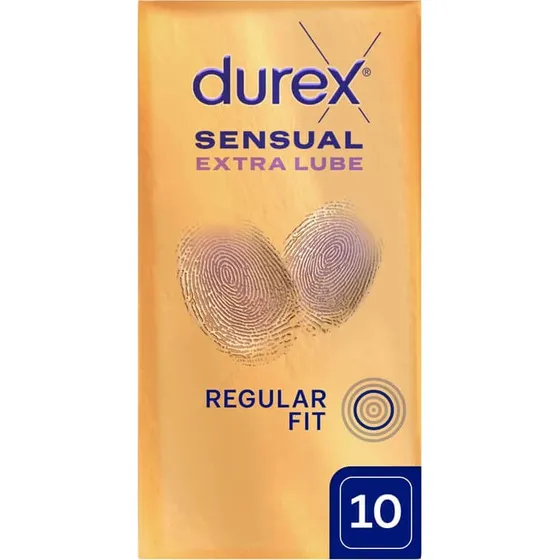 Durex Sensual Extra Lube Kondome, extra befeuchtet, 10 Stück