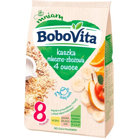 BoboVita Milch-Getreide-Brei 4 Früchte, ab 8 Monaten, 230 g