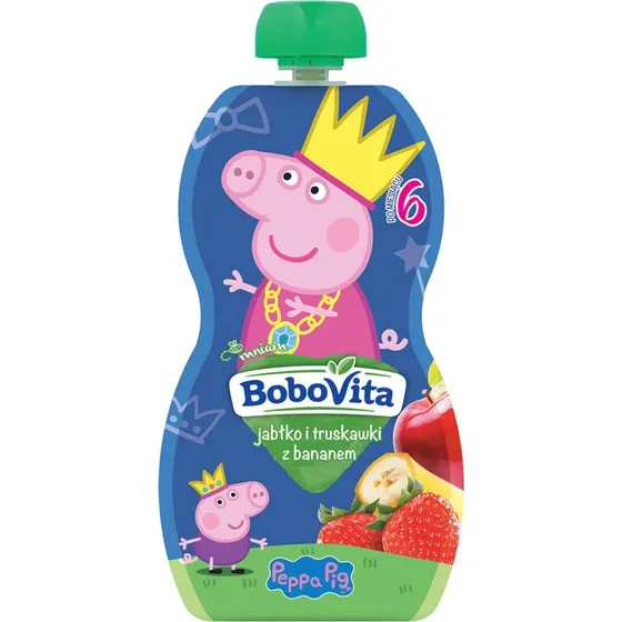 BoboVita Peppa Pig Apfel-Erdbeer-Banane Mousse, 100g