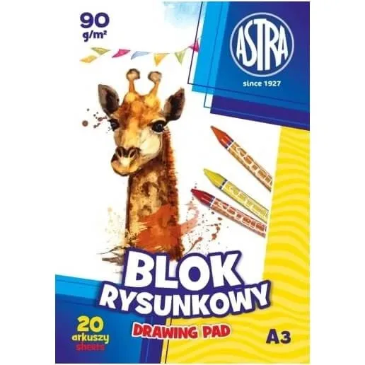 Zeichenblock A3, 90g/m², 20 Blatt – Weißes Zeichenpapier