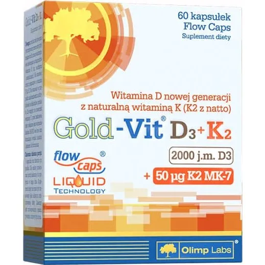 Olimp Gold-Vit D3 + K2, 2000 IU Vitamin D & 50 µg Vitamin K2, 60 Kapseln