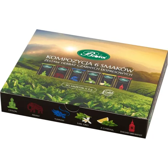 Bi Fix Schwarztee-Set Komposition 6 Geschmacksrichtungen, 30 Tütchen