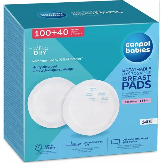 Canpol Babies Brustpads, 140 Stück (100 + 40 Gratis), beschädigte Verpackung
