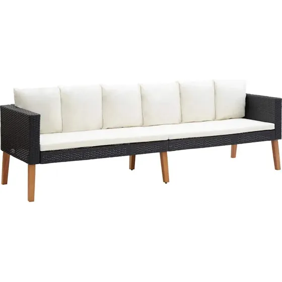 vidaXL 3-Sitzer-Gartensofa PE-Rattan Schwarz