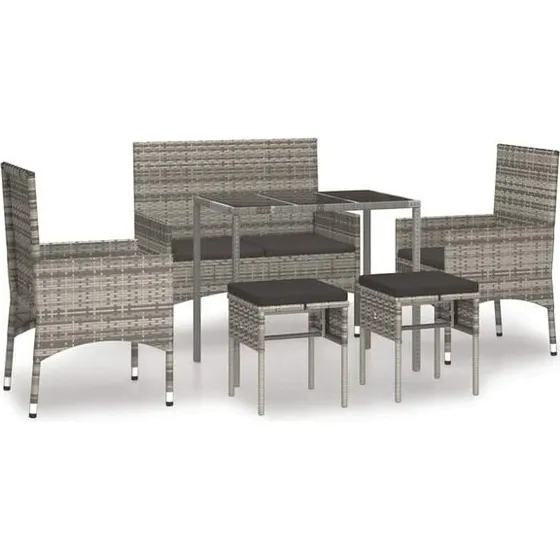 vidaXL 6-tlg. Garten-Lounge-Set Grau Poly Rattan