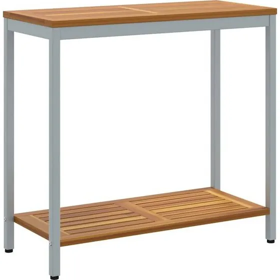 vidaXL Tisch für Outdoor mit Regal 80x35x75 cm Natur/Grau