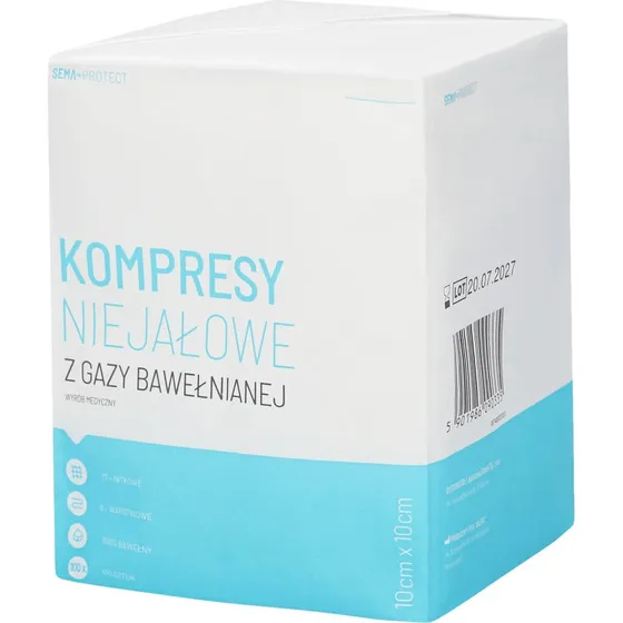 SEMA Protect Mulltupfer, 17-fädig, 8 Lagen, 10x10 cm, 100 Stück