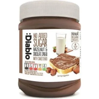 Diablo Zuckerfreier Milchschokoladenaufstrich mit Haselnüssen, 350 g
