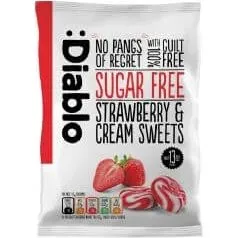 Diablo Erdbeere & Schlagsahne Bonbons, zuckerfrei, 75 g