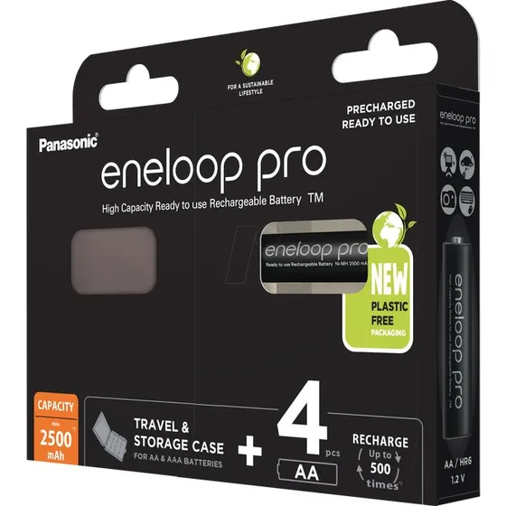 Panasonic eneloop pro AA 2500mAh 4er-Pack Schwarz