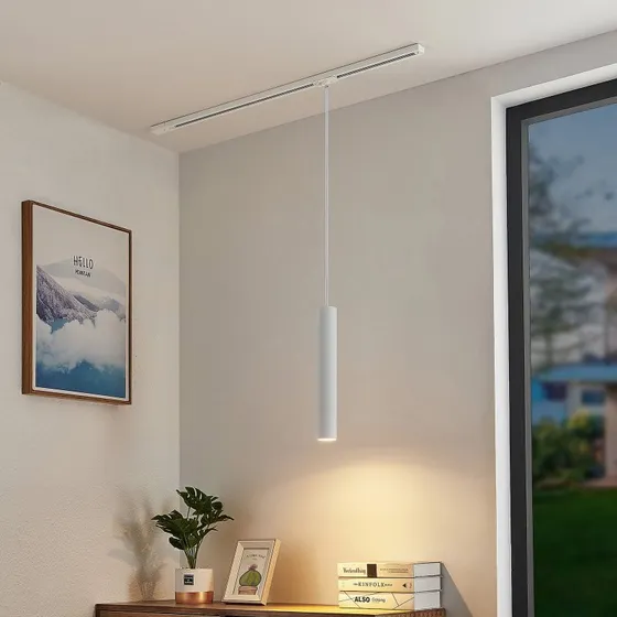 Lindby Pendelleuchte Linaro H40 Weiß - Schienenleuchte GU10