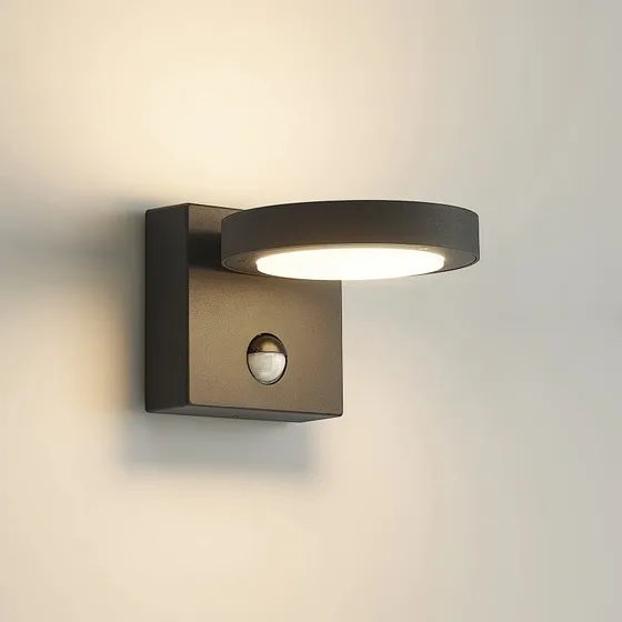 Lucande Belna LED Außenwandleuchte mit Sensor, Graphit