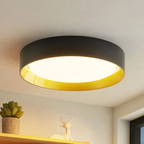 Lindby Kambia LED-Deckenleuchte Ø55 cm Schwarz/Gold