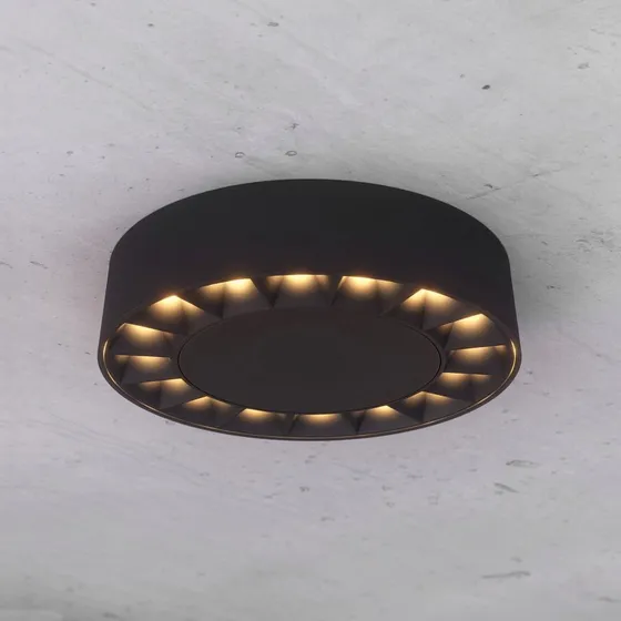 Lucande Kelissa LED Außen-Deckenleuchte IP65 Schwarz Rund