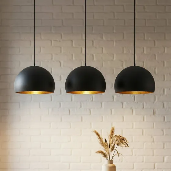 Lindby Pendelleuchte Tarjei L120 Schwarz/Gold