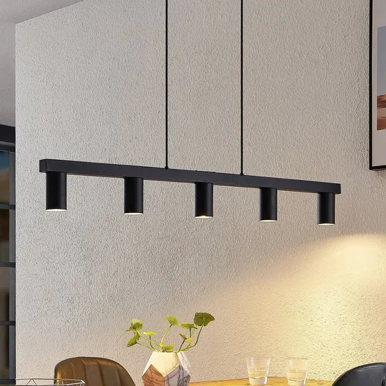 Lindby Baliko 5 Pendelleuchte Schwarz, 116 cm, 5-flammig, GU10