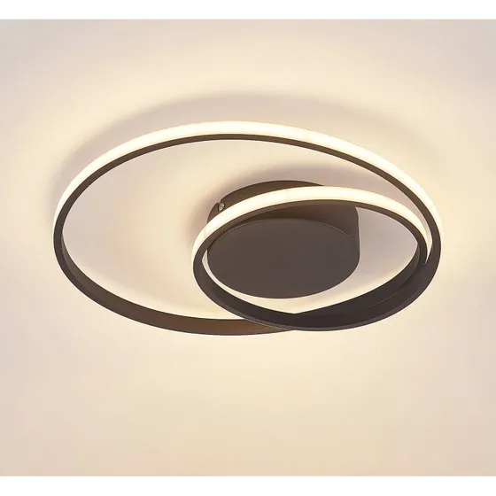 Lindby Emisua LED-Deckenleuchte CCT Dimmer Schwarz Rund