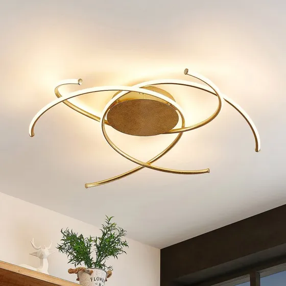 Lindby Yareli LED-Deckenleuchte Gold, Metall, Ø 70cm