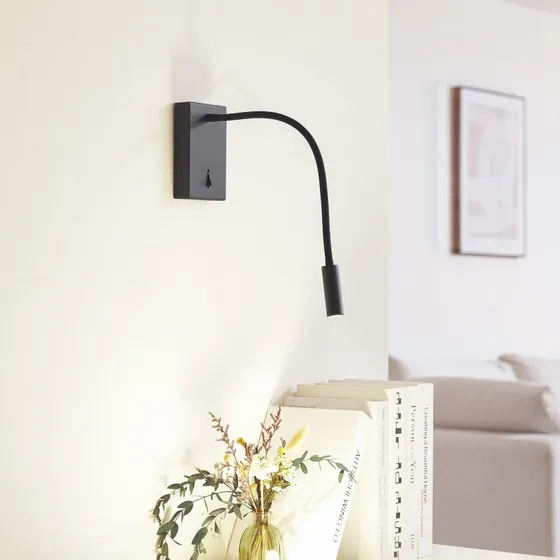 Lucande Hetti LED-Wandleuchte Schwarz, Metall, 14 cm