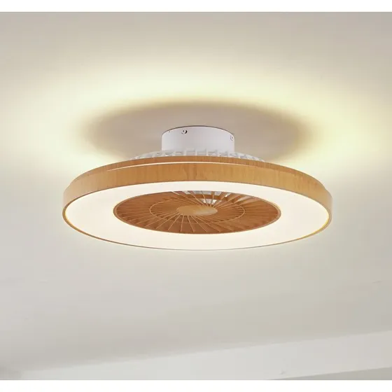 Lindby Teleo LED Deckenventilator CCT Holz - 58 cm
