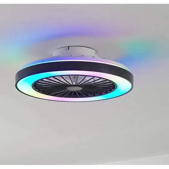 Lindby LED-Deckenventilator Teleo, Ø48 cm, Schwarz, DC, Tuya